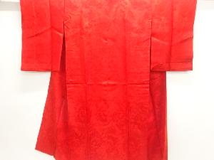 アンティーク　綸子檜扇に花模様織出し長襦袢